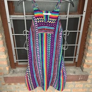 Alice & Trixie colorful bright print silk mini dress stripe large